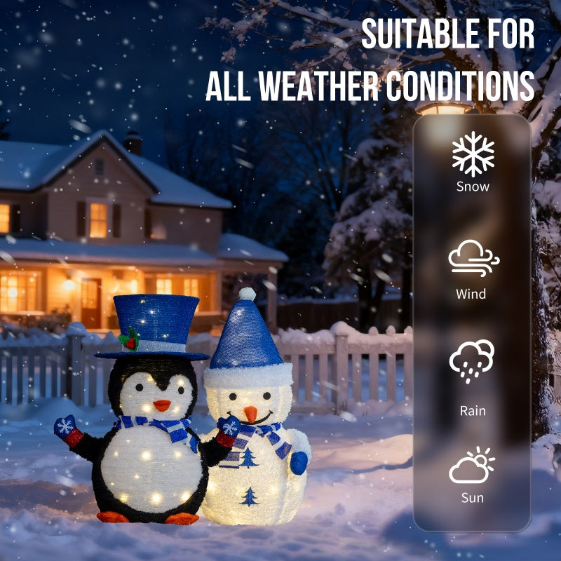 Lighted Plush Penguin and Snowman 2-Pack, Christmas Table De - view 1