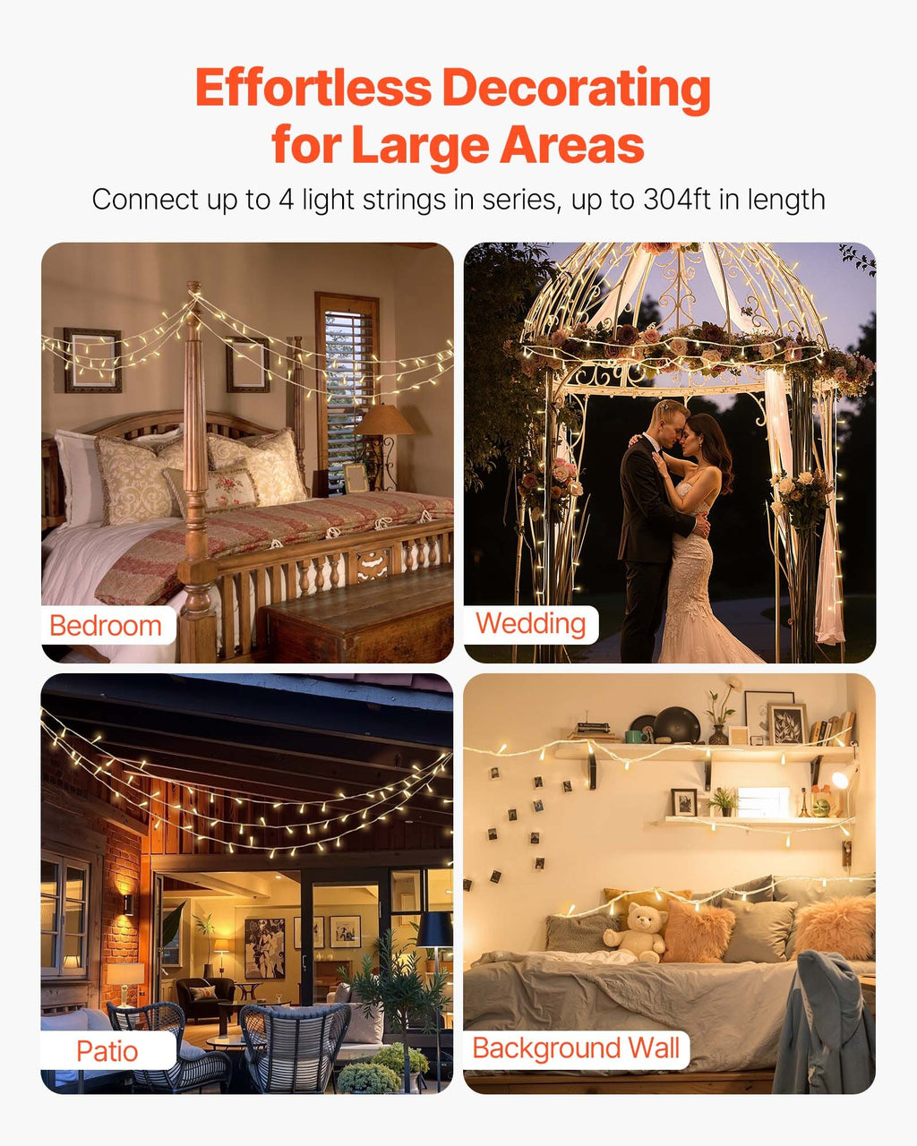 Warm White Christmas String Lights 76 ft 200 LED, Connectabl - view 3