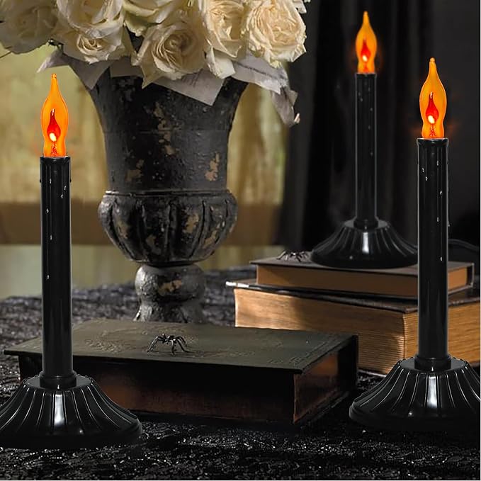 Electric Window Candle Lamps 2-Pack, Black Holders with Flic - view 1