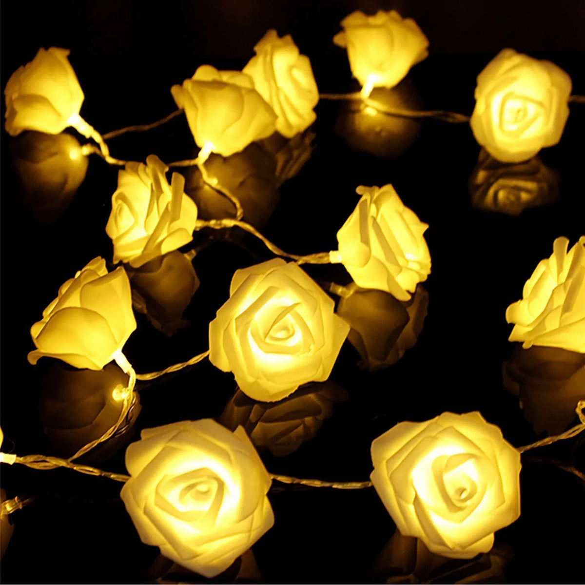 Rose Flower String Lights 2-Pack, 10 ft 20 LED Each, Battery - view 7
