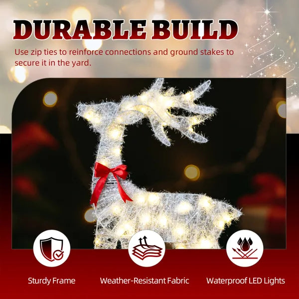 Lighted Tinsel Reindeer Family 3-Piece Set, Outdoor Christma - view 3
