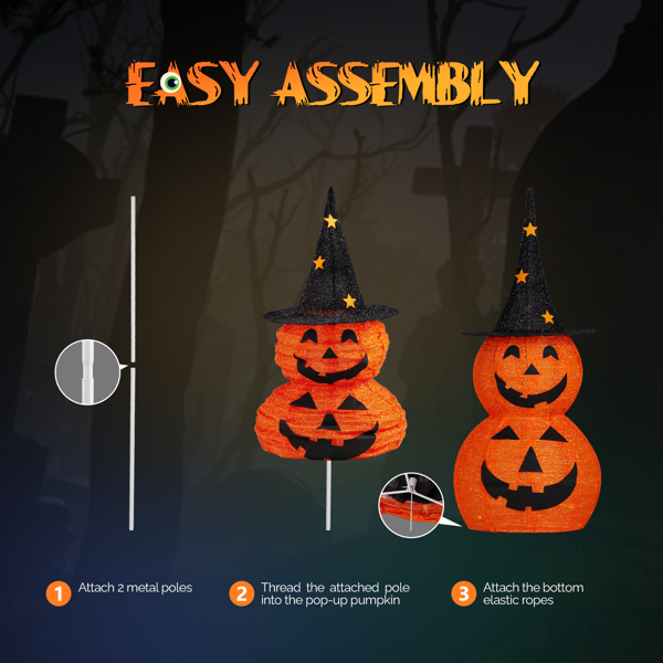 Collapsible Pumpkins 3 ft 2-Pack with 150 LED Lights, Outdoo - view 5