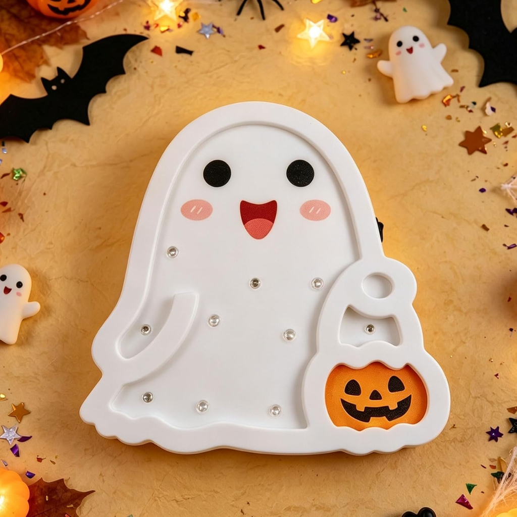 Light-Up Wooden Ghost Table Sign, Halloween Tabletop Decor f - view 5