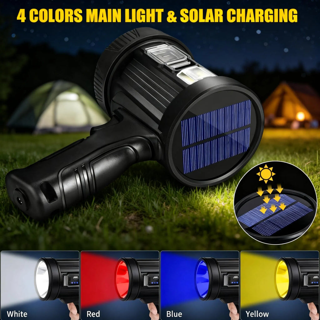 Rechargeable Handheld Spotlight, Solar and USB Charging, Wat - view 7