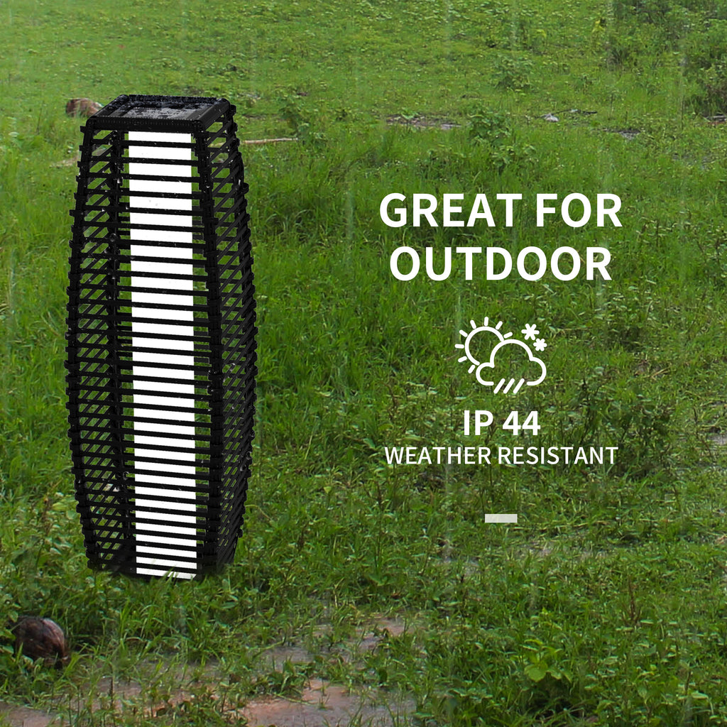 Solar Rattan Lantern Floor Lamp, Boho Outdoor Pathway and Pa - view 5
