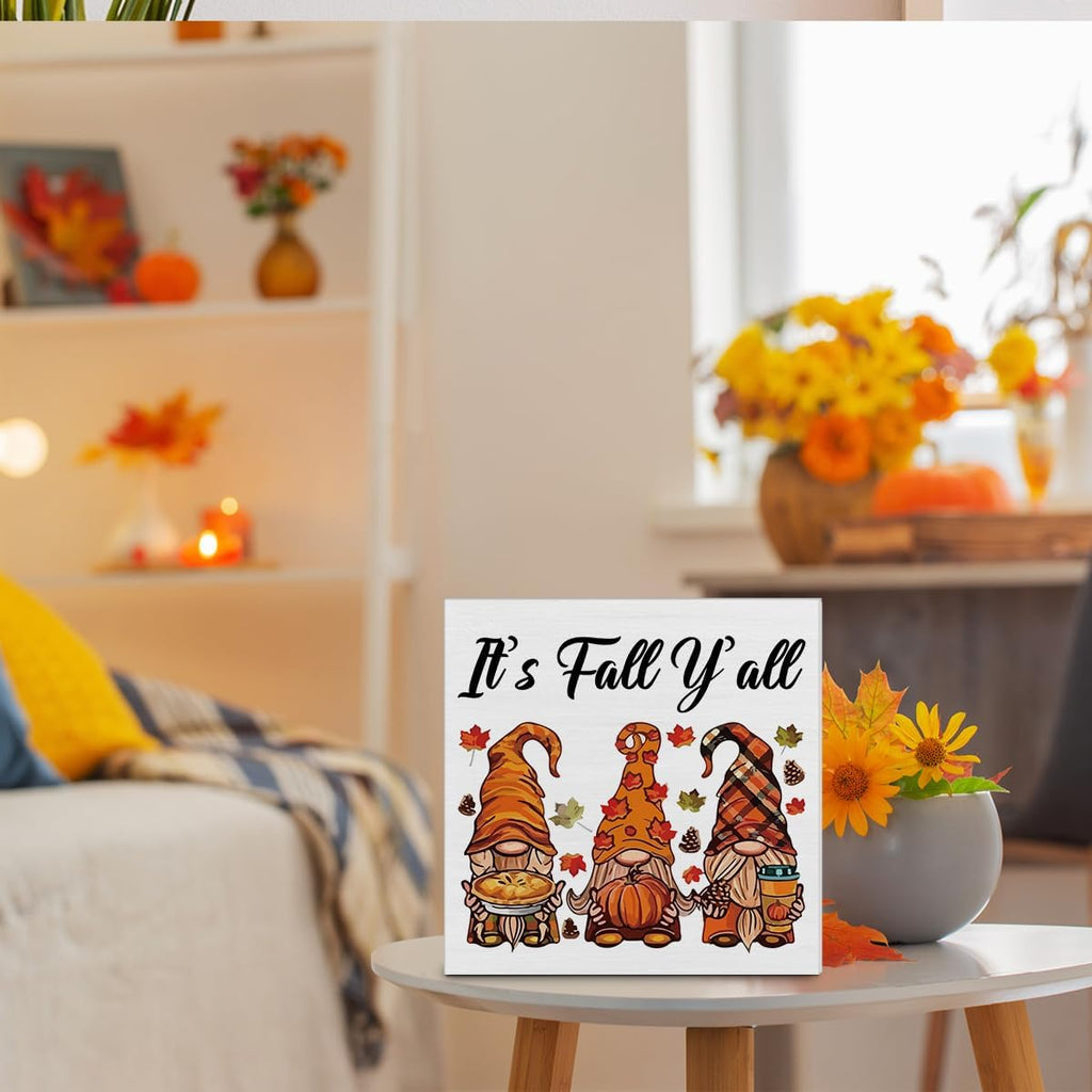 Fall Gnomes Wooden Sign, Farmhouse Autumn Decor for Desk, Sh - view 1