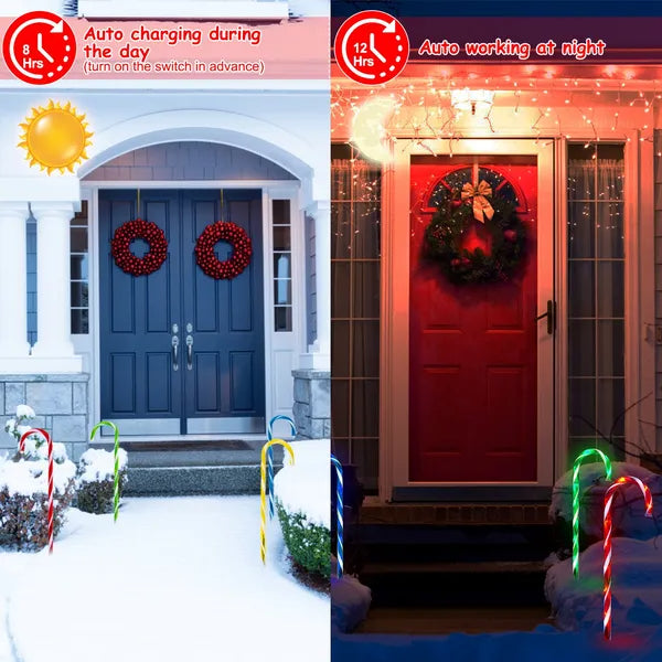 Solar Candy Cane Stake Light, Waterproof Christmas Pathway D - view 7
