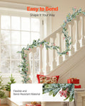 Lighted Olive Leaf Christmas Garland 9 ft with Red Berries,  - view 1