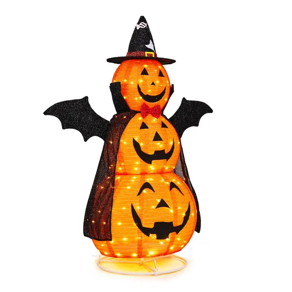 5 ft Lighted Fabric Pumpkin Tower with Cape and Wings, 130 L - view 5