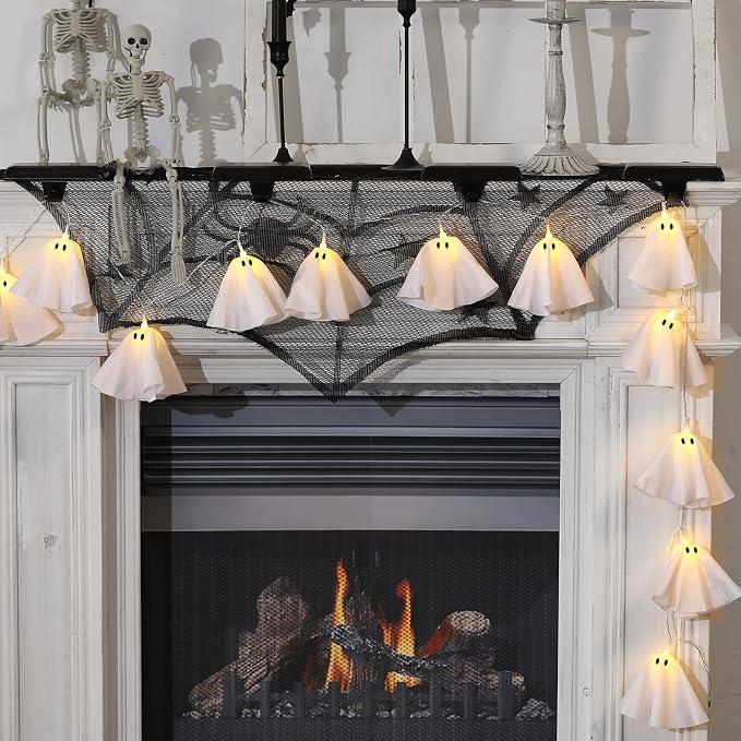 Light-Up Ghost Garland, LED Hanging Halloween Decor for Wall - view 4