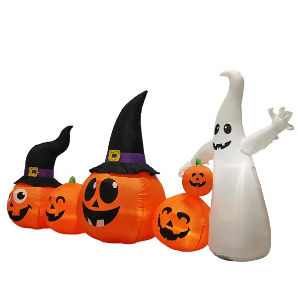 8 ft Inflatable Pumpkins and Ghost with LED Lights, Outdoor  - view 4