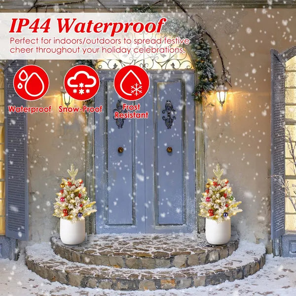 Lighted Christmas Urn Filler Trees 2-Pack, Battery Porch Tre - view 2