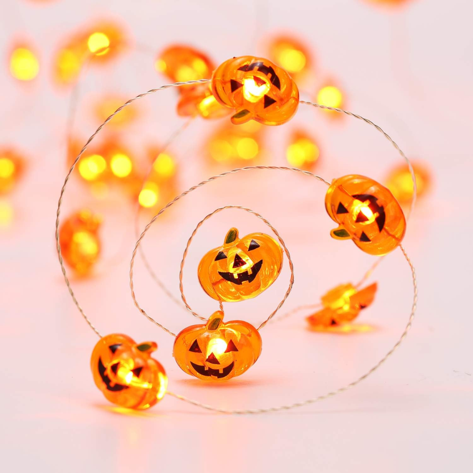 LED Pumpkin String Lights 2-Pack, Battery Operated Jack-o-La - view 6