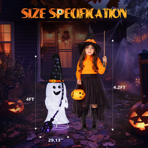 4 ft Lighted Pop-Up Ghost with 100 LED Lights, Outdoor Hallo - view 2
