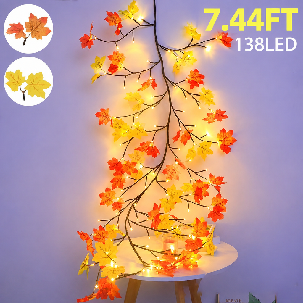 Maple Leaf Branch Lights 4.2 ft 48 LED with Remote, Warm Fal - view 3