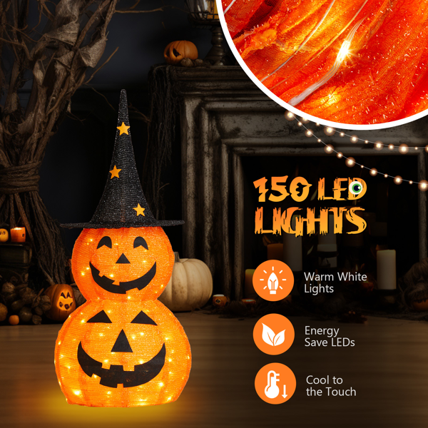 Collapsible Pumpkins 3 ft 2-Pack with 150 LED Lights, Outdoo - view 6