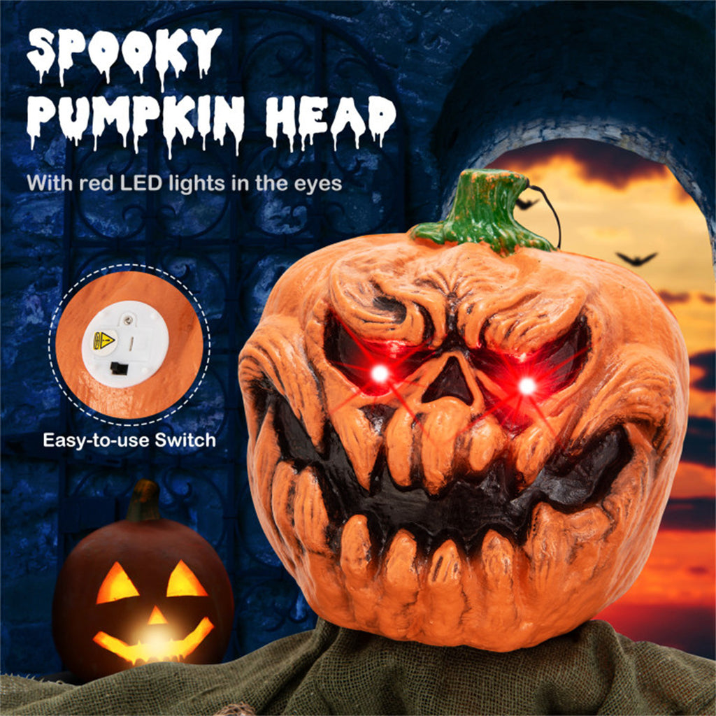 6 ft Hanging Pumpkin Ghost with Red LED Eyes and Poseable Ar - view 7