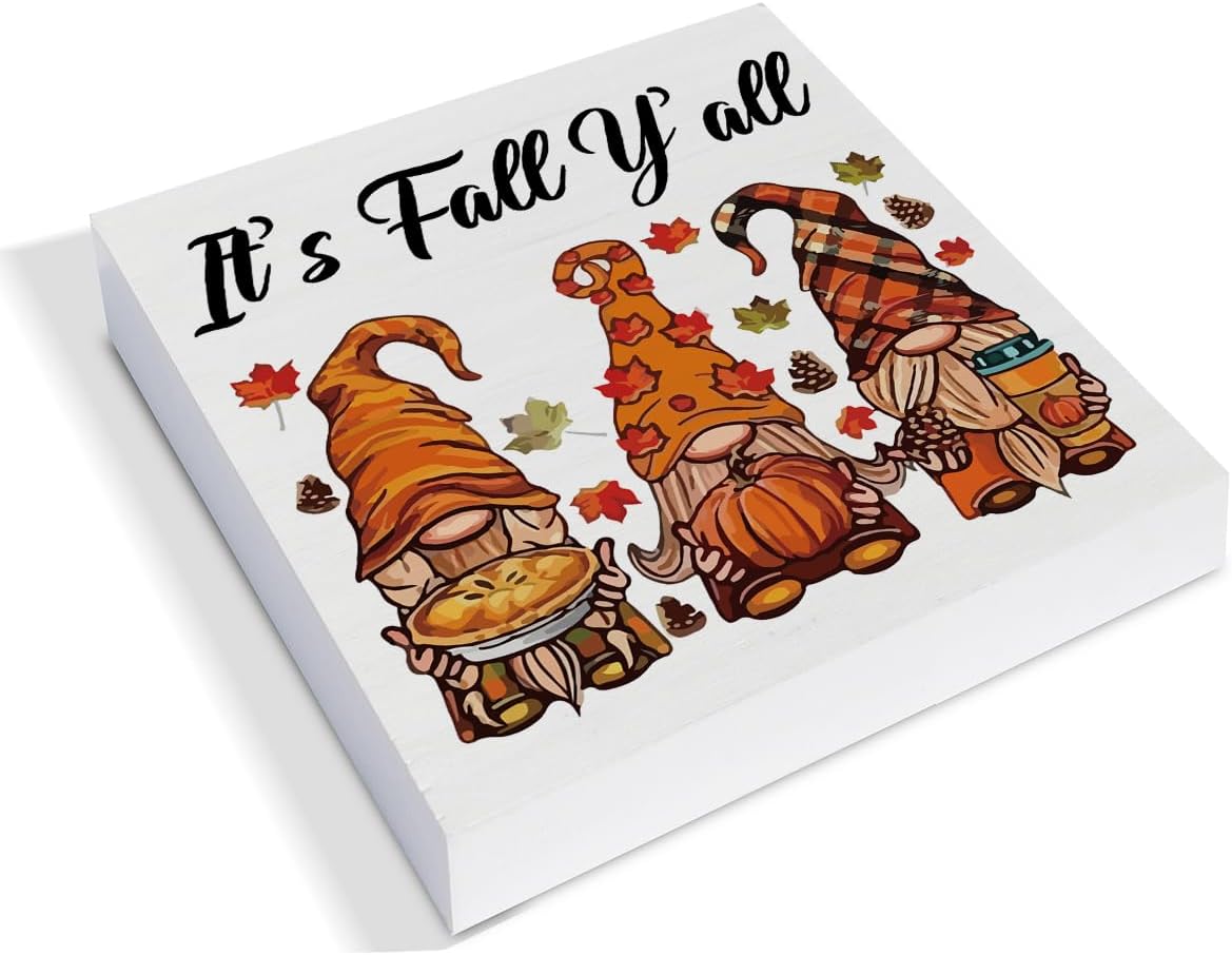 Fall Gnomes Wooden Sign, Farmhouse Autumn Decor for Desk, Sh - view 2