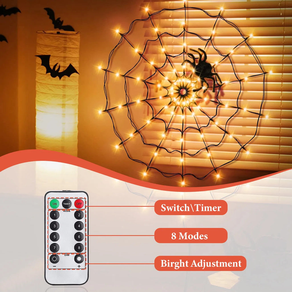 Halloween Spider Web Light 3.28 ft, 70 LED with Furry Spider - view 5
