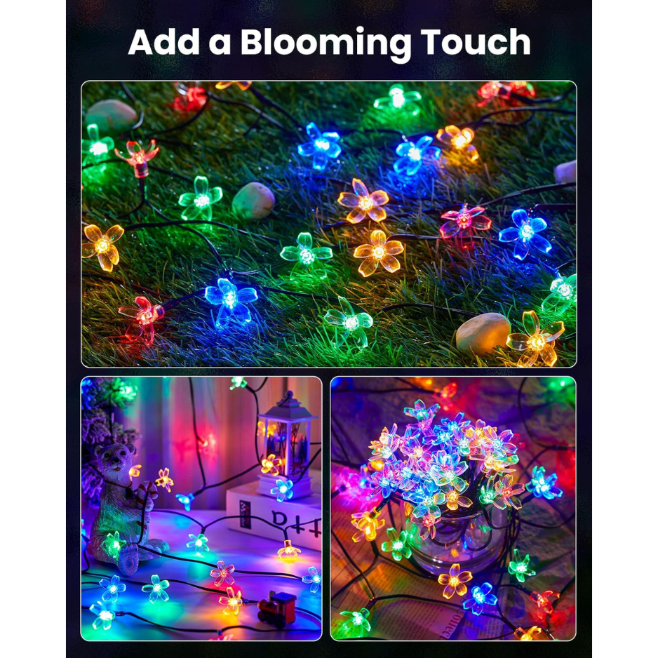 Flower Solar String Lights 60 LED, Waterproof Outdoor Fairy  - view 5