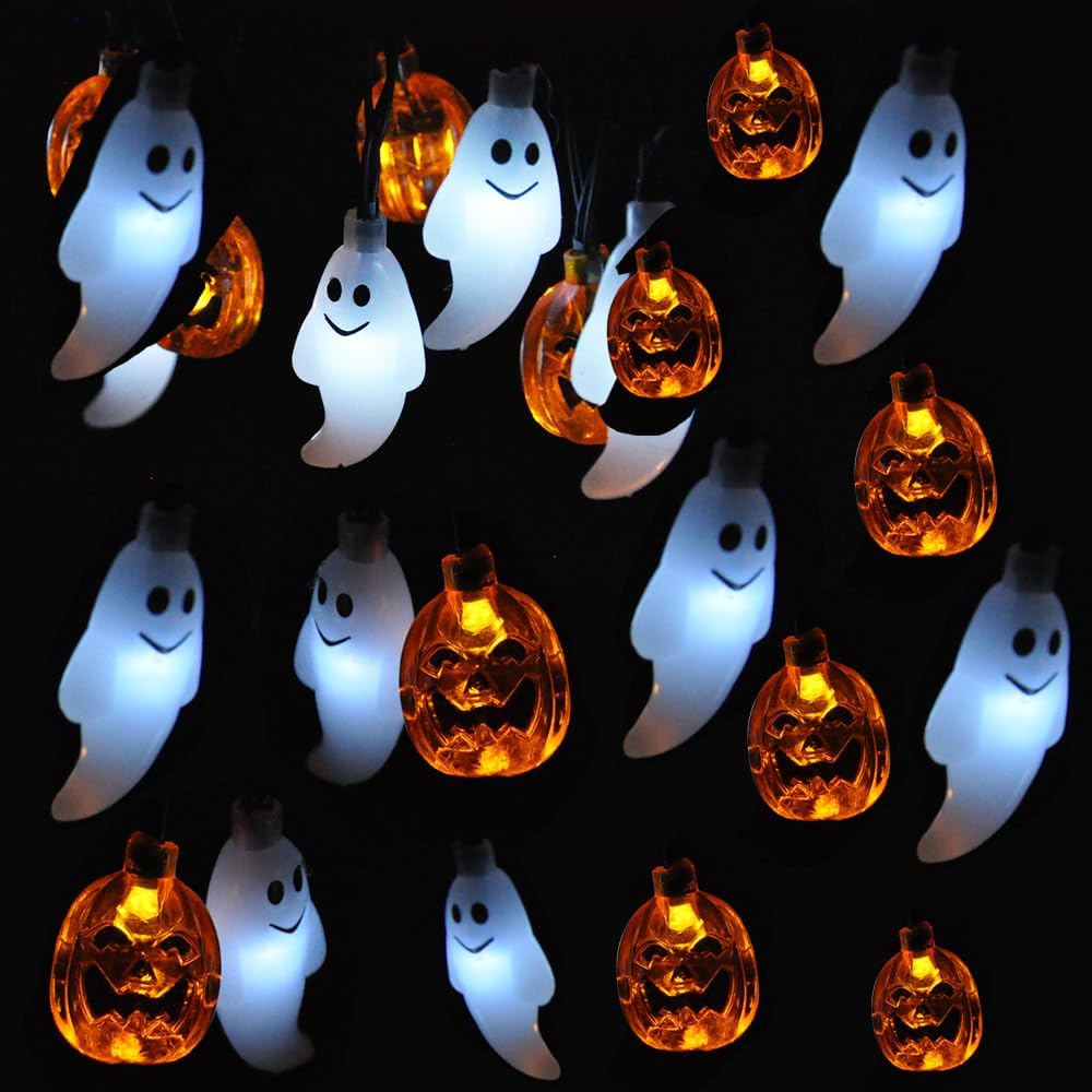 Ghost and Pumpkin String Lights 19.7 ft 30 LED, Battery Oper - view 2