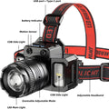 Zoomable LED Headlamp with Motion Sensor, Rechargeable, Red  - view 1