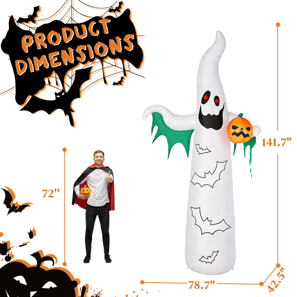 12 ft Inflatable Ghosts and Bats with Flashing LED Lights, H - view 7