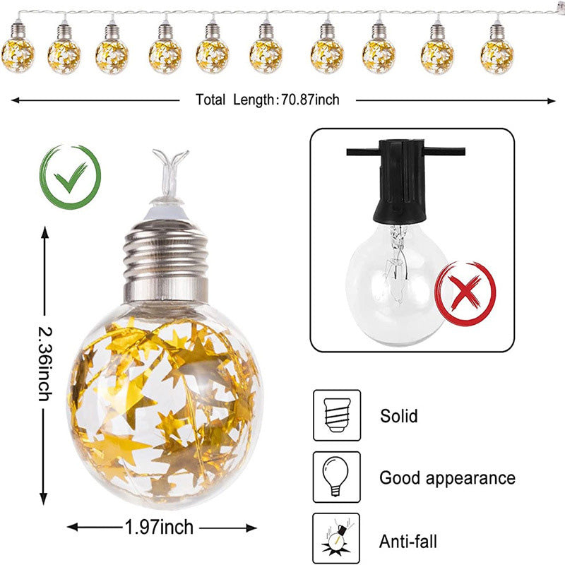 Snowflake Globe String Lights 6.5 ft 10 LED, Battery Operate - view 1