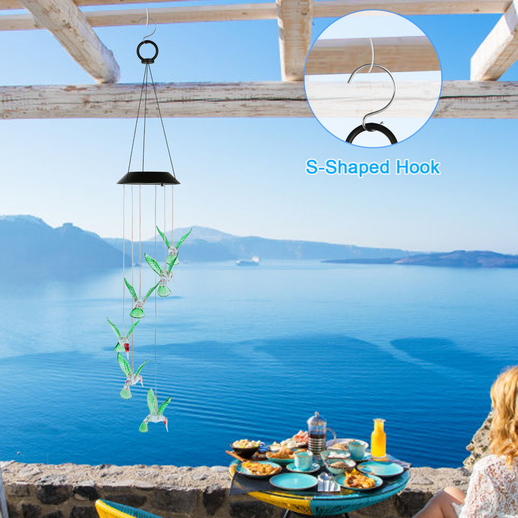 Solar Hummingbird Wind Chime Light, Color-Changing LED Garde - view 6