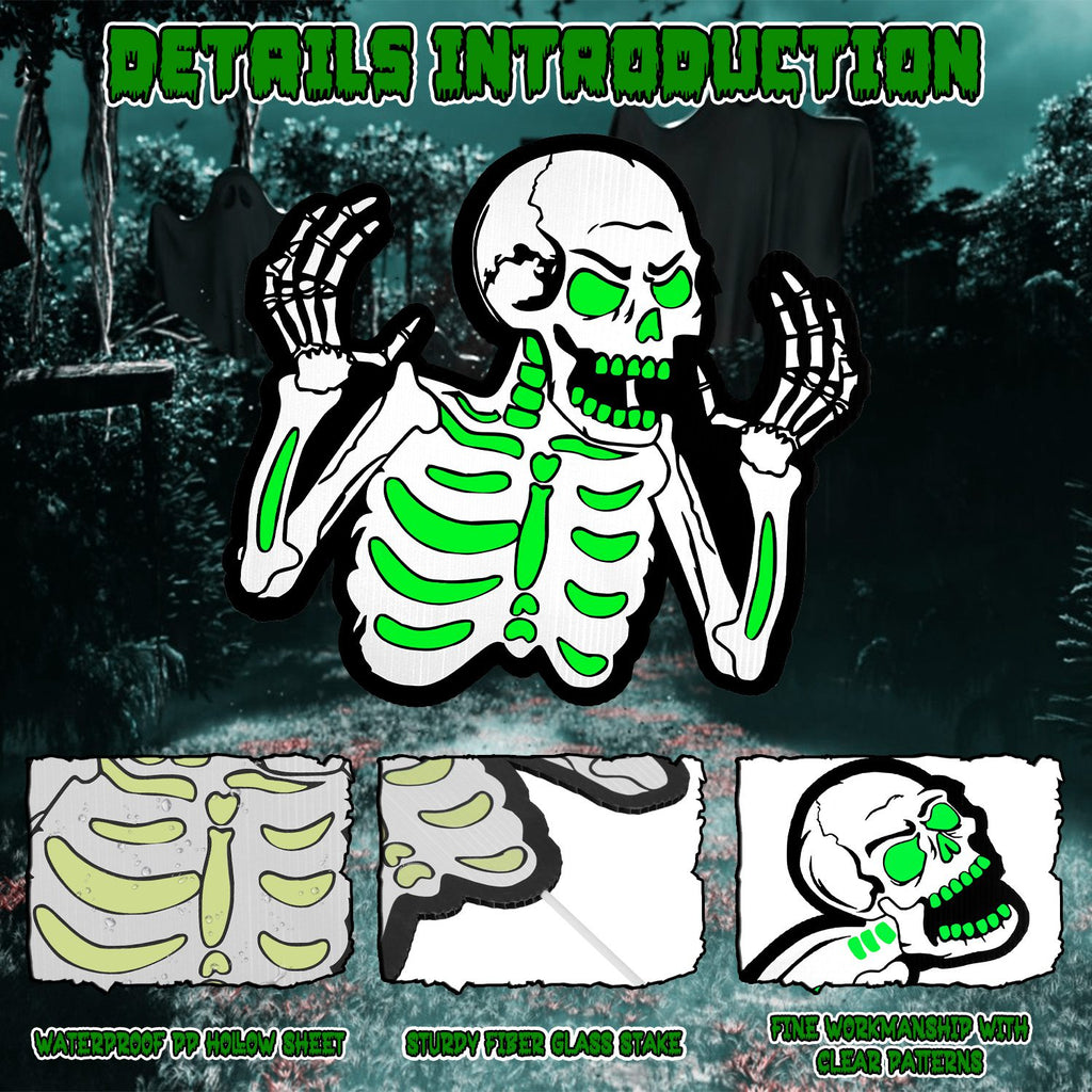Glow-in-the-Dark Halloween Yard Signs, Skulls, Tombstones or - view 8