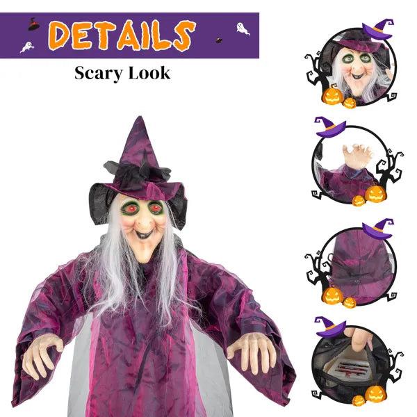 Life-Size Talking Hanging Witch 71 in, Animated Halloween Pr - view 3