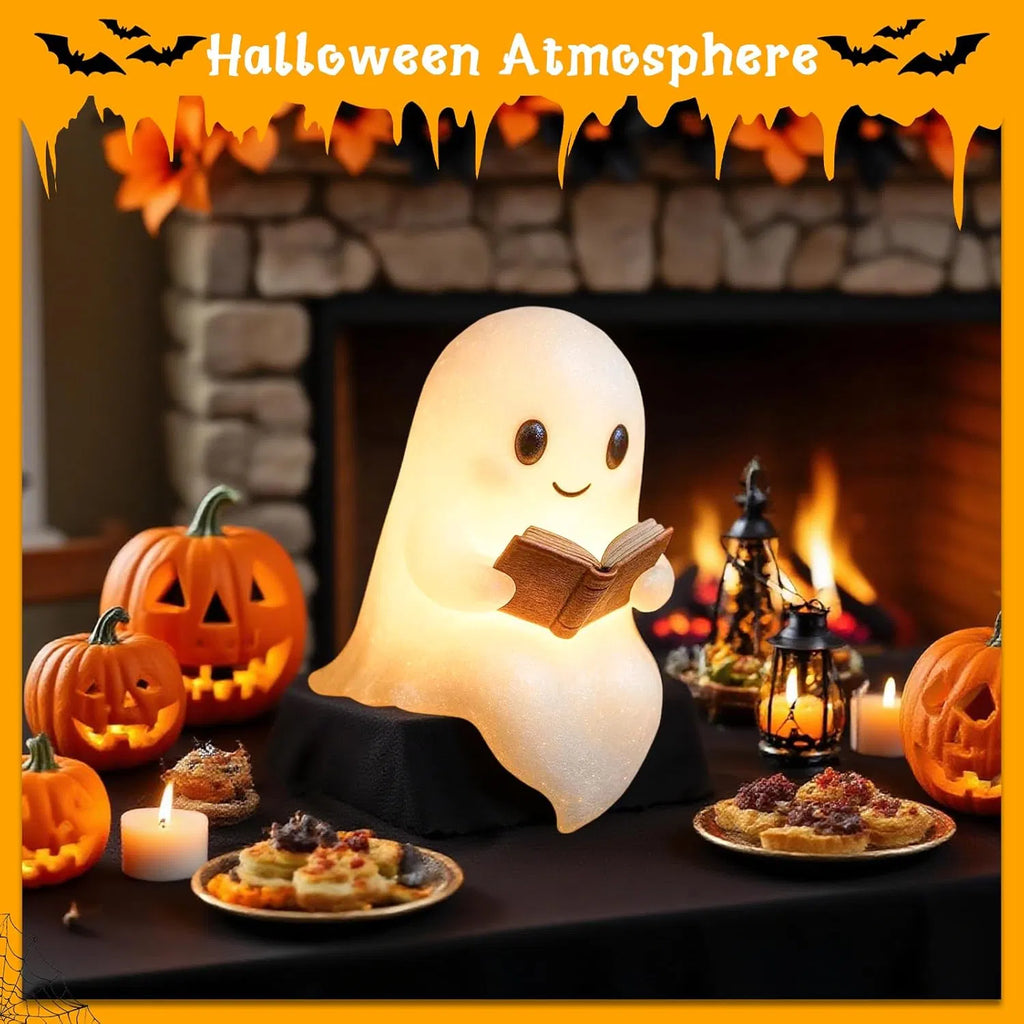 Ghost Reading Book Lamp, Cute Light-Up Halloween Night Light - view 5