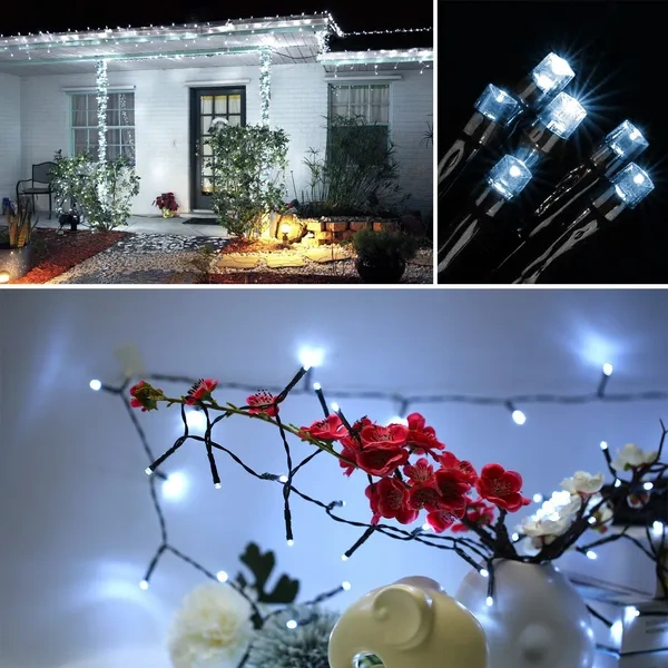 Solar Fairy String Lights 39 ft 100 LED, 8 Modes, Cool White - view 3